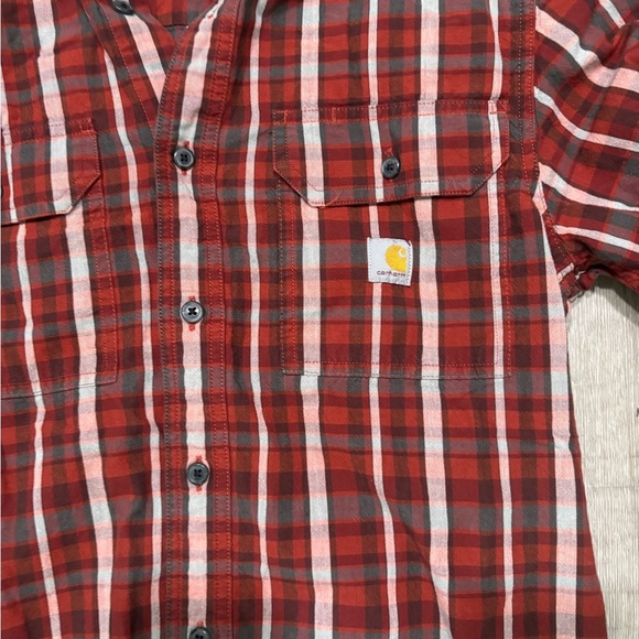 Carhartt Men's Casual Red and Black Plaid Shirt - Picture 2 of 5